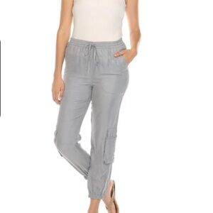 Johnny Was Grey Alice Cargo Jogger Pants Sz 4 #A3
